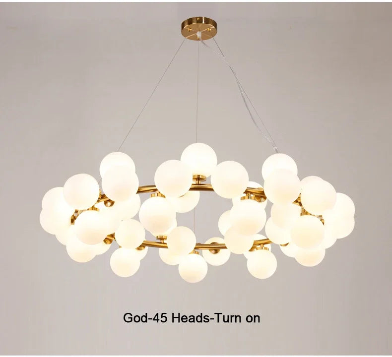 DecorBites™ Contemporary Black and Gold Chandelier - White Glass Ball