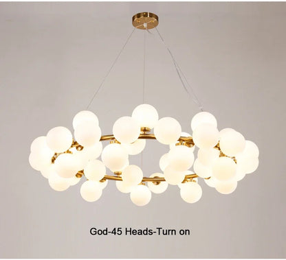 DecorBites™ Contemporary Black and Gold Chandelier - White Glass Ball