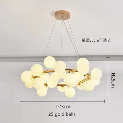 DecorBites™ Contemporary Black and Gold Chandelier - White Glass Ball