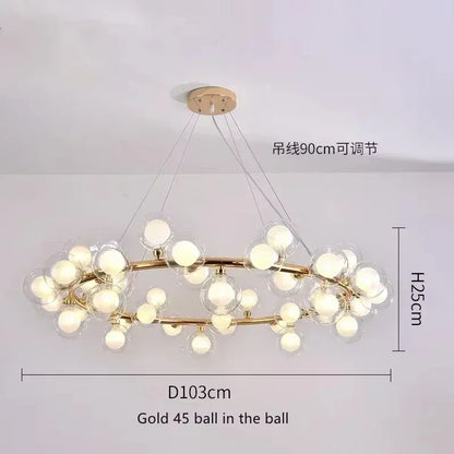 DecorBites™ Contemporary Black and Gold Chandelier - White Glass Ball