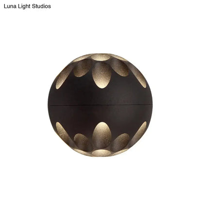 Contemporary black and gold spherical led wall lamp for bedroom