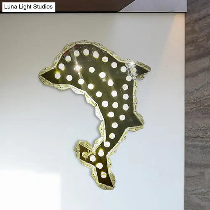 Contemporary black and white crystal prism dolphin wall light bedroom