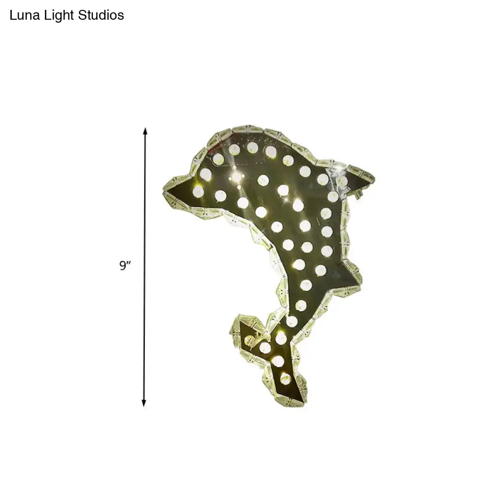 Contemporary black and white crystal prism dolphin wall light bedroom