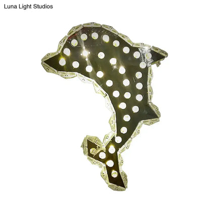 Contemporary black and white crystal prism dolphin wall light bedroom