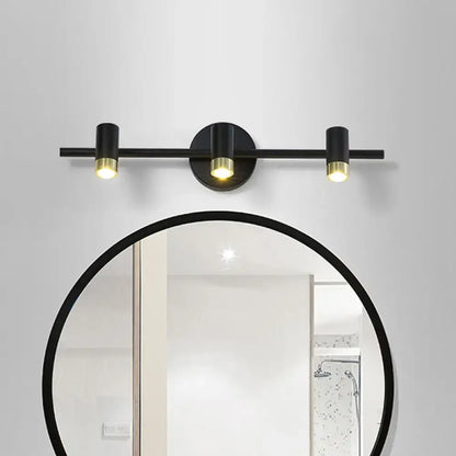 Contemporary black & brass 3-bulb vanity light wall sconce bathroom