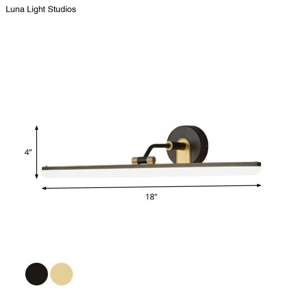 DecorBites™ Contemporary Black/Brass Metal Vanity Bar Light with Adjustable Arm - 18"/23" Width