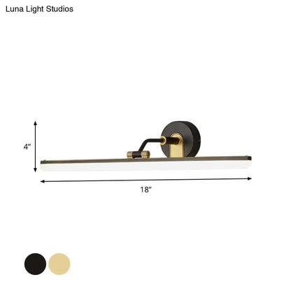 DecorBites™ Contemporary Black/Brass Metal Vanity Bar Light with Adjustable Arm - 18"/23" Width