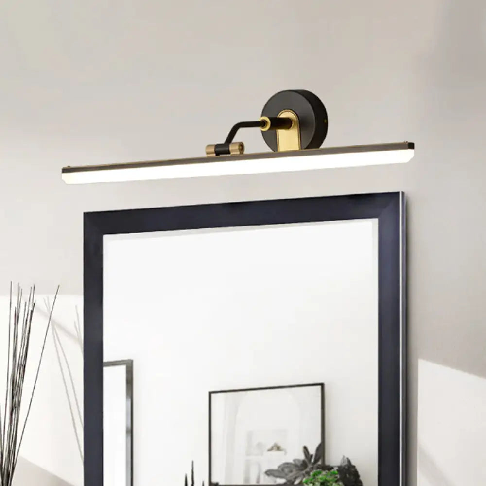 DecorBites™ Contemporary Black/Brass Metal Vanity Bar Light with Adjustable Arm - 18"/23" Width