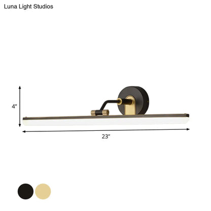 DecorBites™ Contemporary Black/Brass Metal Vanity Bar Light with Adjustable Arm - 18"/23" Width