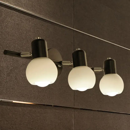 Contemporary black & chrome milk glass globe sconce – living room light