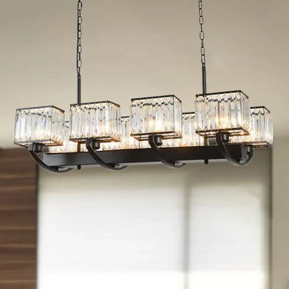 Contemporary black crystal chandelier dining room adjustable chain