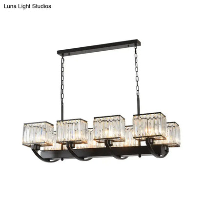 Contemporary black crystal chandelier dining room adjustable chain
