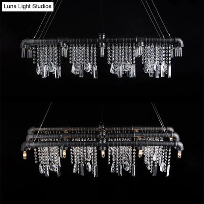 DecorBites™ Contemporary Black Crystal Chandelier for Bar and Restaurant - 15-Light Pendant