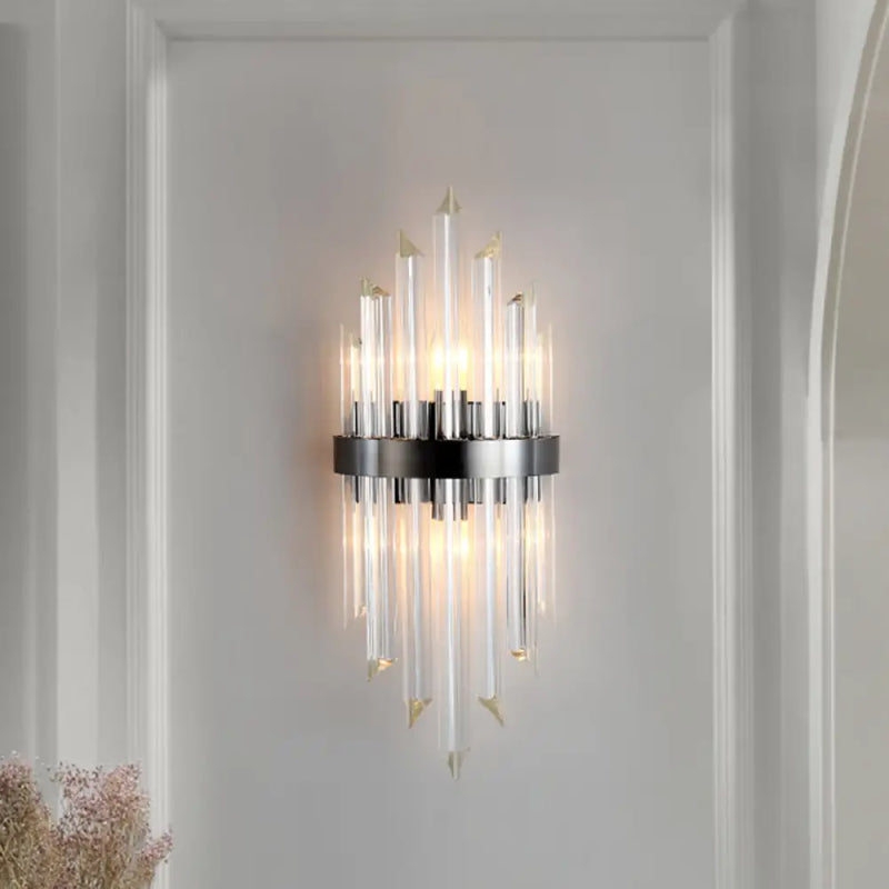 DecorBites™ Contemporary Black Crystal Wall Lamp for Living Room