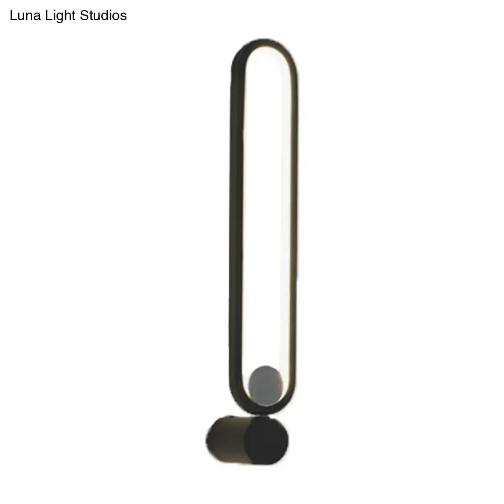 DecorBites™ Contemporary Black Elliptical LED Wall Mounted Light Fixture for Study Room - Metallic Design