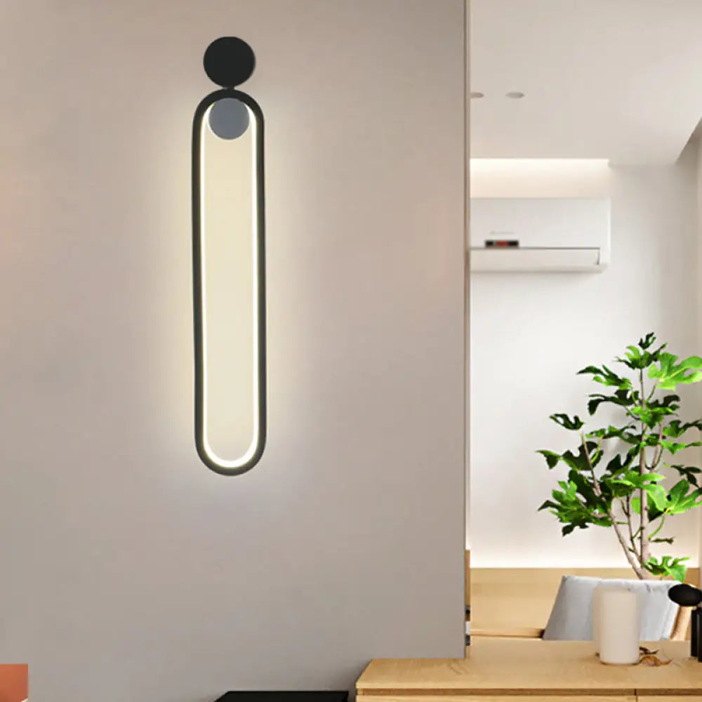 DecorBites™ Contemporary Black Elliptical LED Wall Mounted Light Fixture for Study Room - Metallic Design