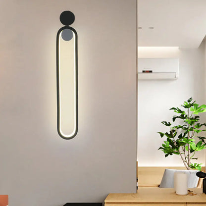 DecorBites™ Contemporary Black Elliptical LED Wall Mounted Light Fixture for Study Room - Metallic Design