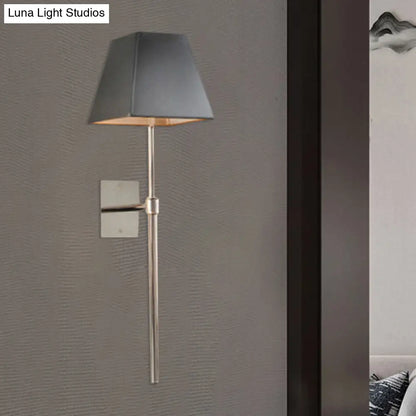 DecorBites™ Contemporary Black Fabric Tapered LED Wall Sconce Light for Bedside Lighting