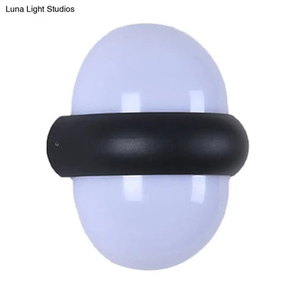 DecorBites™ Contemporary Black Flush Wall Sconce with 1/2-Light for Patio - Plastic Ball