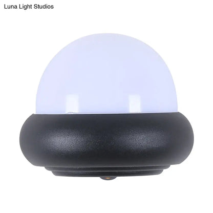 DecorBites™ Contemporary Black Flush Wall Sconce with 1/2-Light for Patio - Plastic Ball