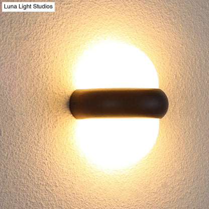 DecorBites™ Contemporary Black Flush Wall Sconce with 1/2-Light for Patio - Plastic Ball