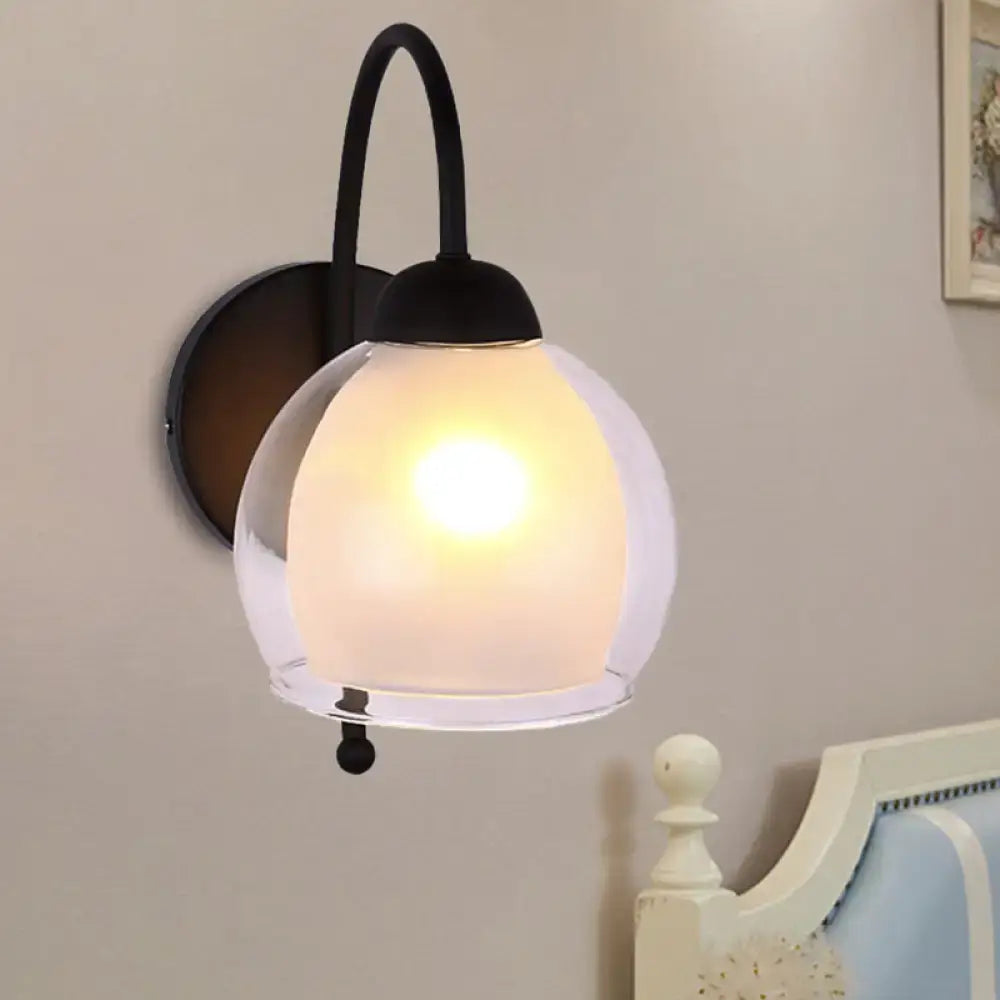 Contemporary black frosted glass wall sconce bedroom light