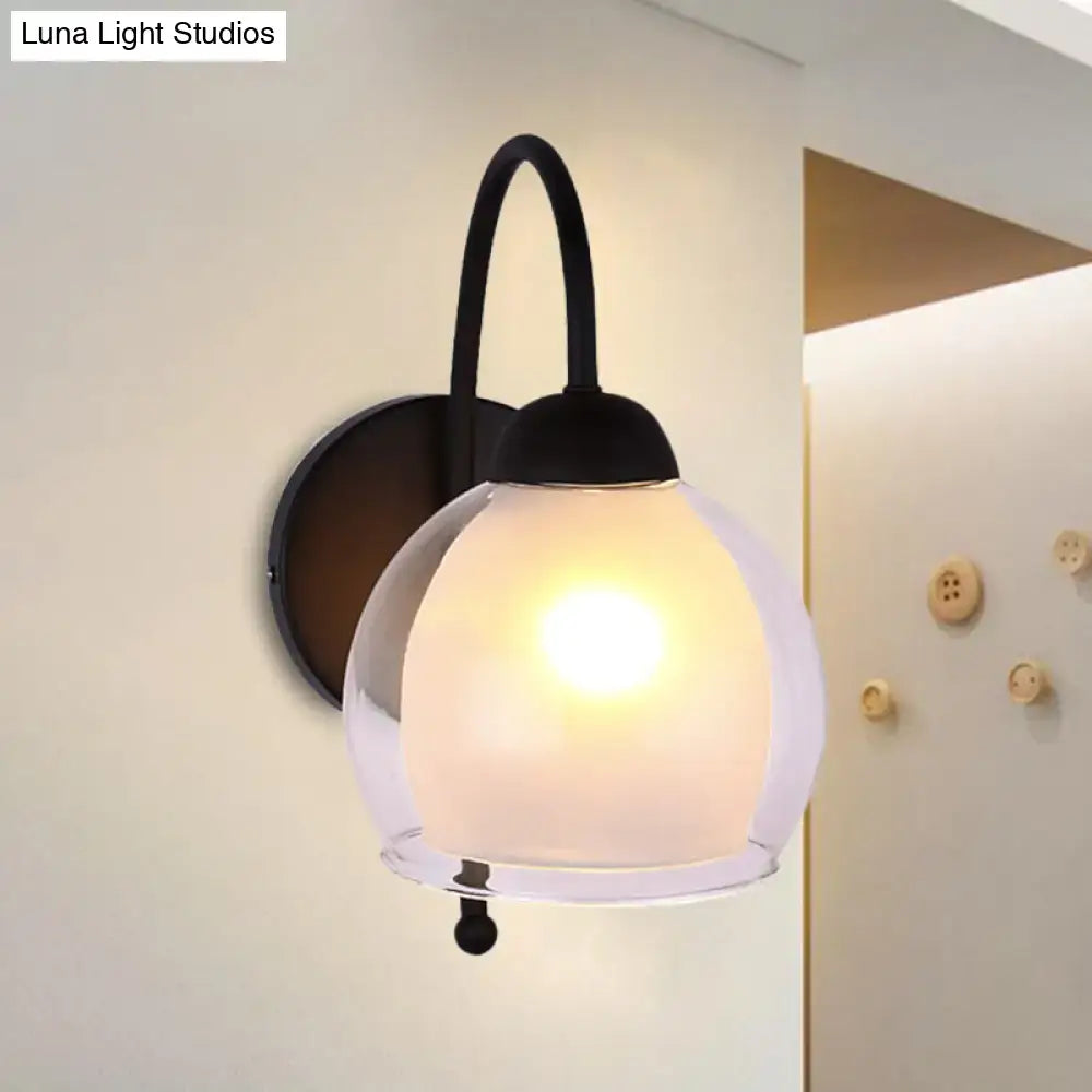 Contemporary black frosted glass wall sconce bedroom light
