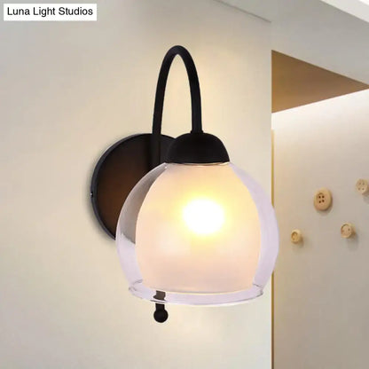Contemporary black frosted glass wall sconce bedroom light