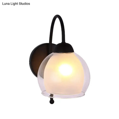 Contemporary black frosted glass wall sconce bedroom light