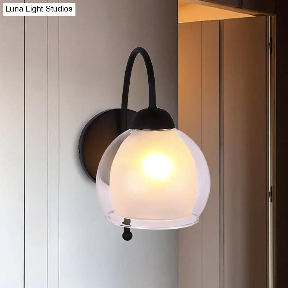 Contemporary black frosted glass wall sconce bedroom light