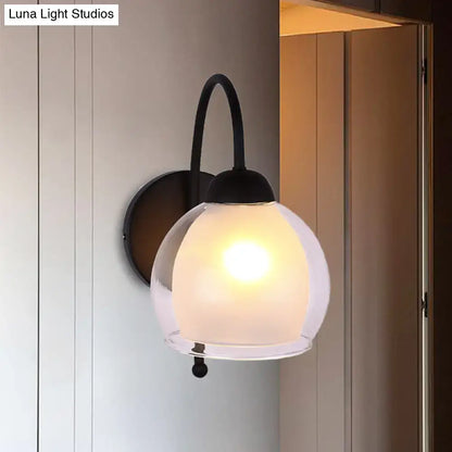 Contemporary black frosted glass wall sconce bedroom light
