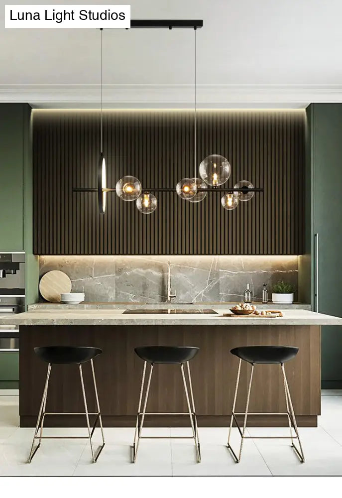 DecorBites™ Contemporary Black Glass Pendant Lighting for Dining Table - Island Ceiling Light