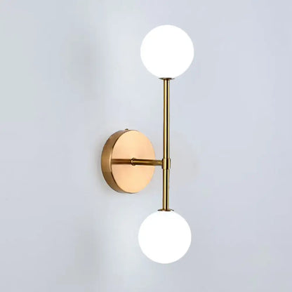 DecorBites™ Contemporary Black/Gold Ball Sconce Light - Opal Glass, LED, Flush Mount, 2 Lights