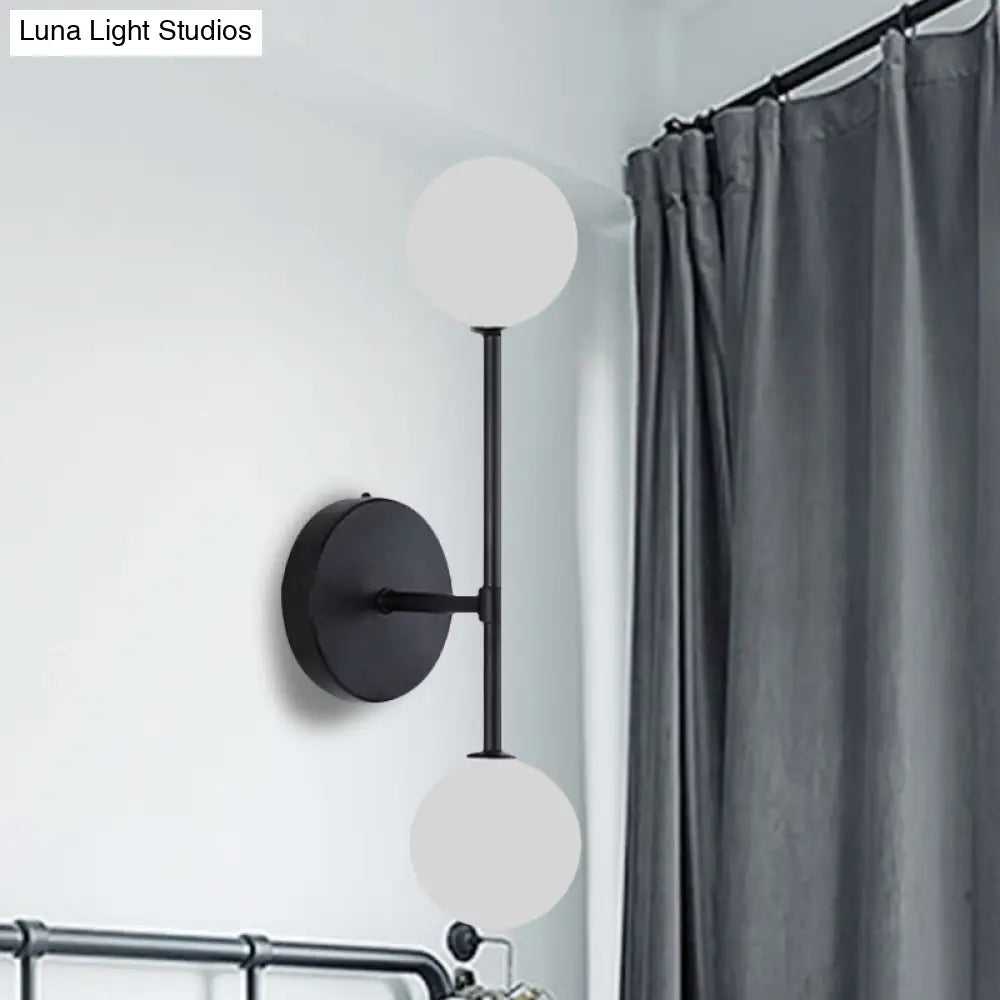 DecorBites™ Contemporary Black/Gold Ball Sconce Light - Opal Glass, LED, Flush Mount, 2 Lights