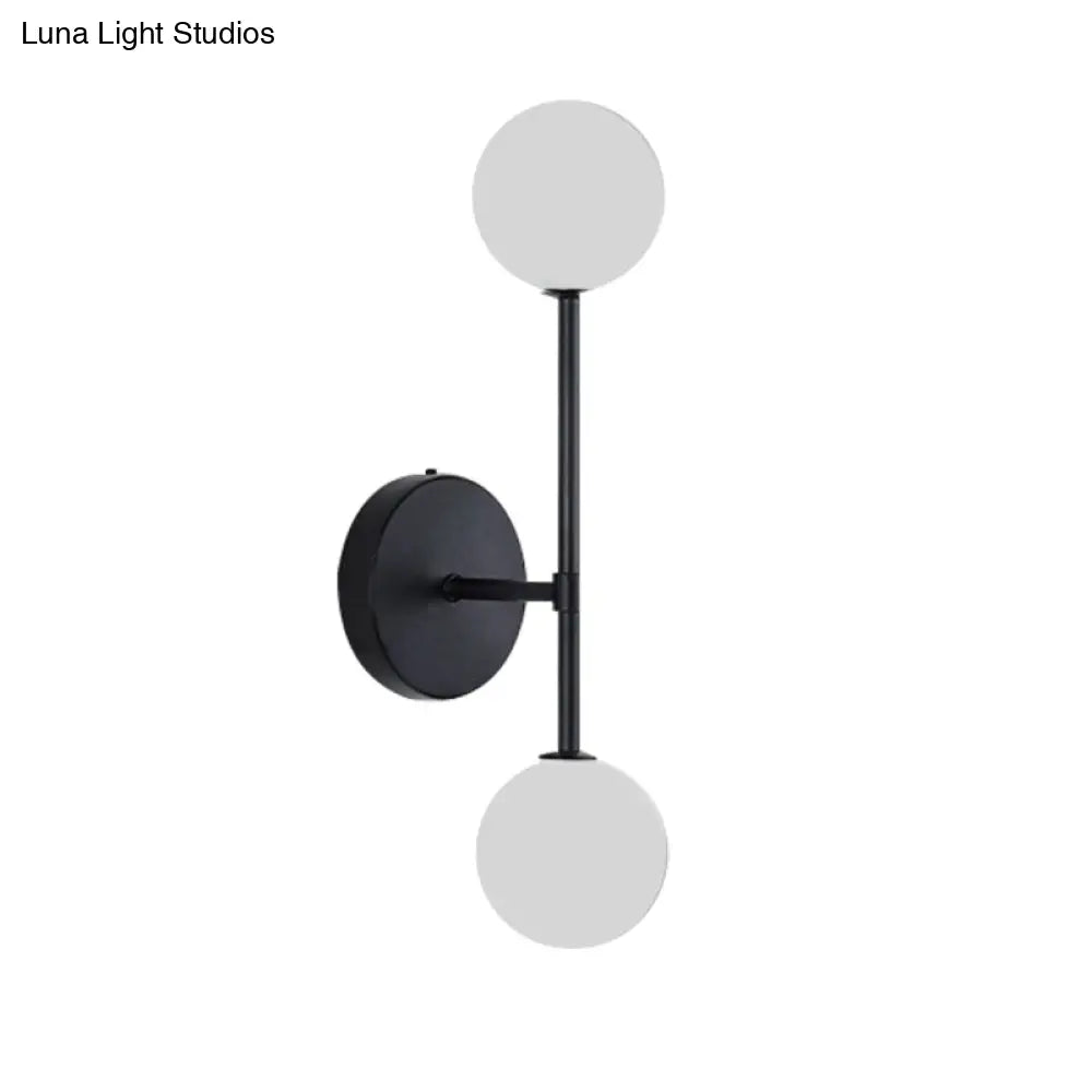 DecorBites™ Contemporary Black/Gold Ball Sconce Light - Opal Glass, LED, Flush Mount, 2 Lights
