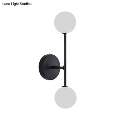 DecorBites™ Contemporary Black/Gold Ball Sconce Light - Opal Glass, LED, Flush Mount, 2 Lights