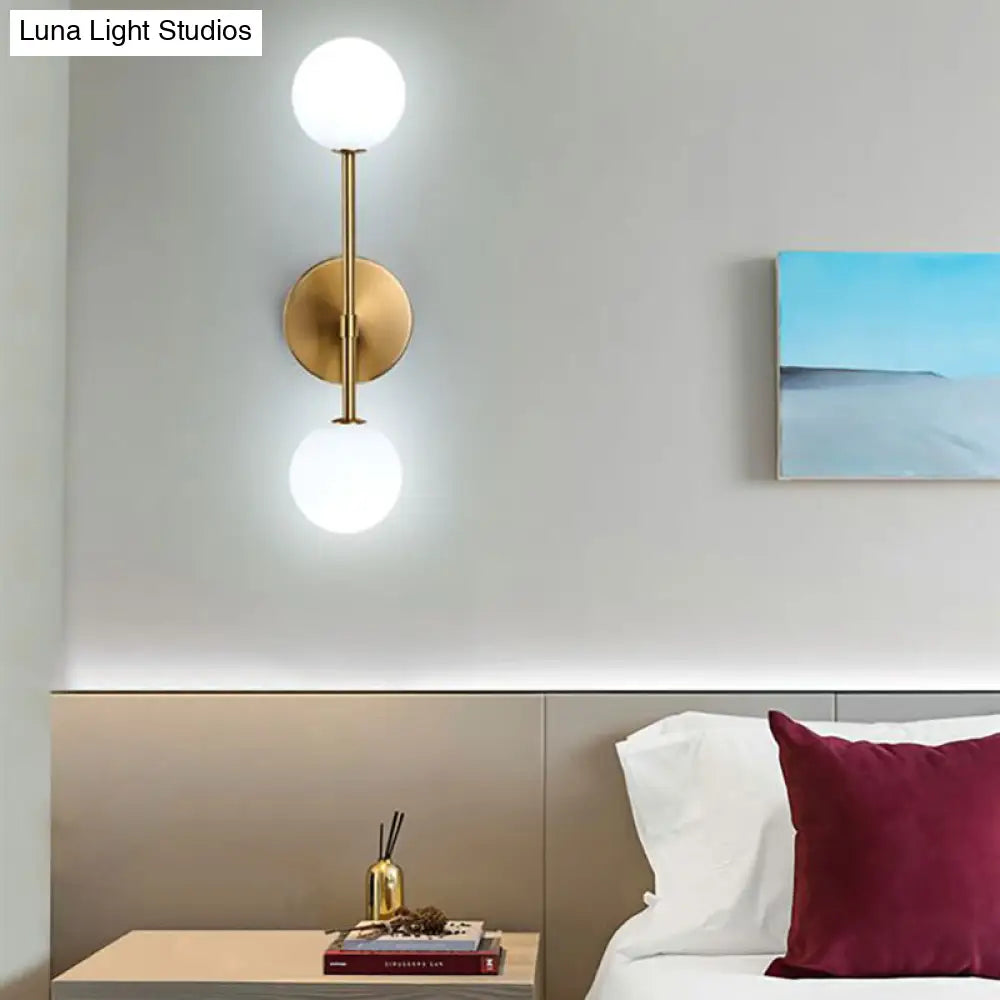 DecorBites™ Contemporary Black/Gold Ball Sconce Light - Opal Glass, LED, Flush Mount, 2 Lights