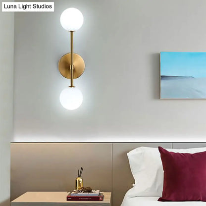 DecorBites™ Contemporary Black/Gold Ball Sconce Light - Opal Glass, LED, Flush Mount, 2 Lights