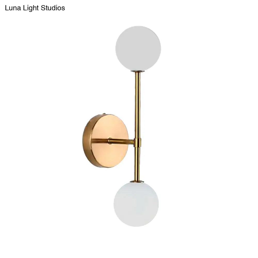 DecorBites™ Contemporary Black/Gold Ball Sconce Light - Opal Glass, LED, Flush Mount, 2 Lights