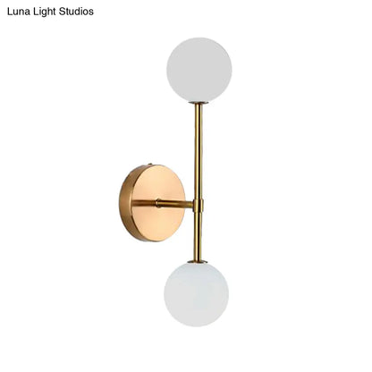 DecorBites™ Contemporary Black/Gold Ball Sconce Light - Opal Glass, LED, Flush Mount, 2 Lights