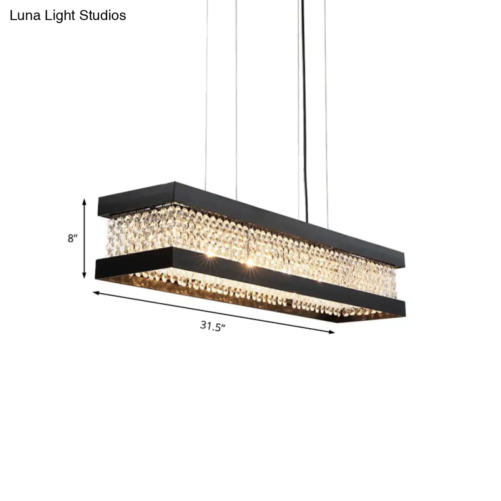 DecorBites™ Contemporary Black/Gold Crystal Island Pendant Lighting - Rectangle Shape, 6/7/9 Lights