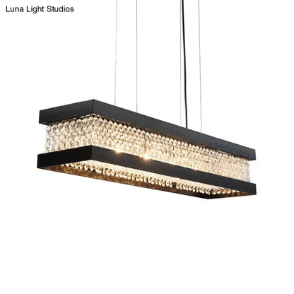 DecorBites™ Contemporary Black/Gold Crystal Island Pendant Lighting - Rectangle Shape, 6/7/9 Lights