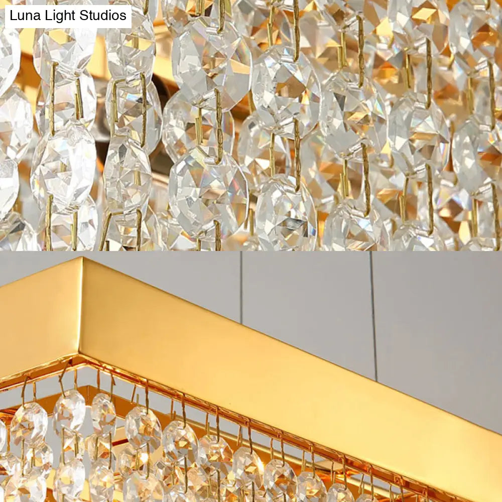 DecorBites™ Contemporary Black/Gold Crystal Island Pendant Lighting - Rectangle Shape, 6/7/9 Lights