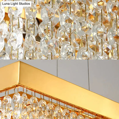 DecorBites™ Contemporary Black/Gold Crystal Island Pendant Lighting - Rectangle Shape, 6/7/9 Lights