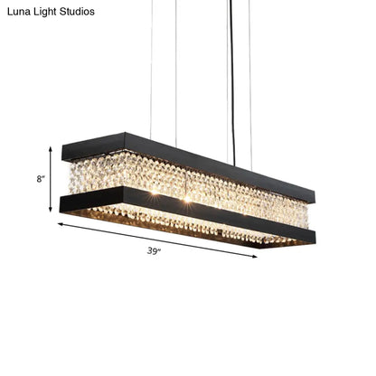 DecorBites™ Contemporary Black/Gold Crystal Island Pendant Lighting - Rectangle Shape, 6/7/9 Lights