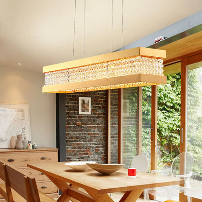 DecorBites™ Contemporary Black/Gold Crystal Island Pendant Lighting - Rectangle Shape, 6/7/9 Lights