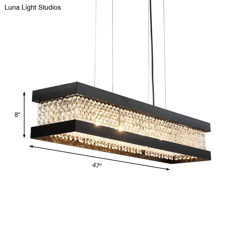 DecorBites™ Contemporary Black/Gold Crystal Island Pendant Lighting - Rectangle Shape, 6/7/9 Lights