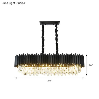 Contemporary black & gold crystal prism island lamp – dining room