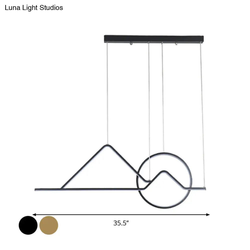 DecorBites™ Contemporary Black/Gold LED Pendant Chandelier for Dining Room: Sunset Metallic Island Hanging Lighting