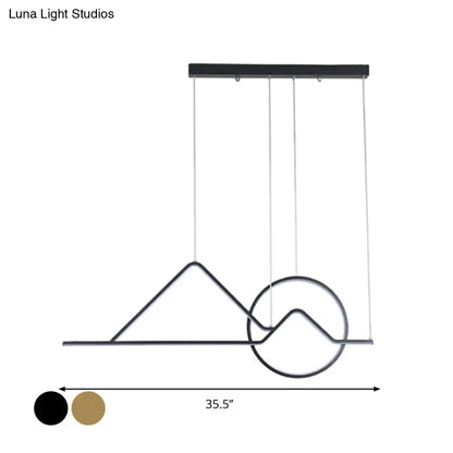 DecorBites™ Contemporary Black/Gold LED Pendant Chandelier for Dining Room: Sunset Metallic Island Hanging Lighting